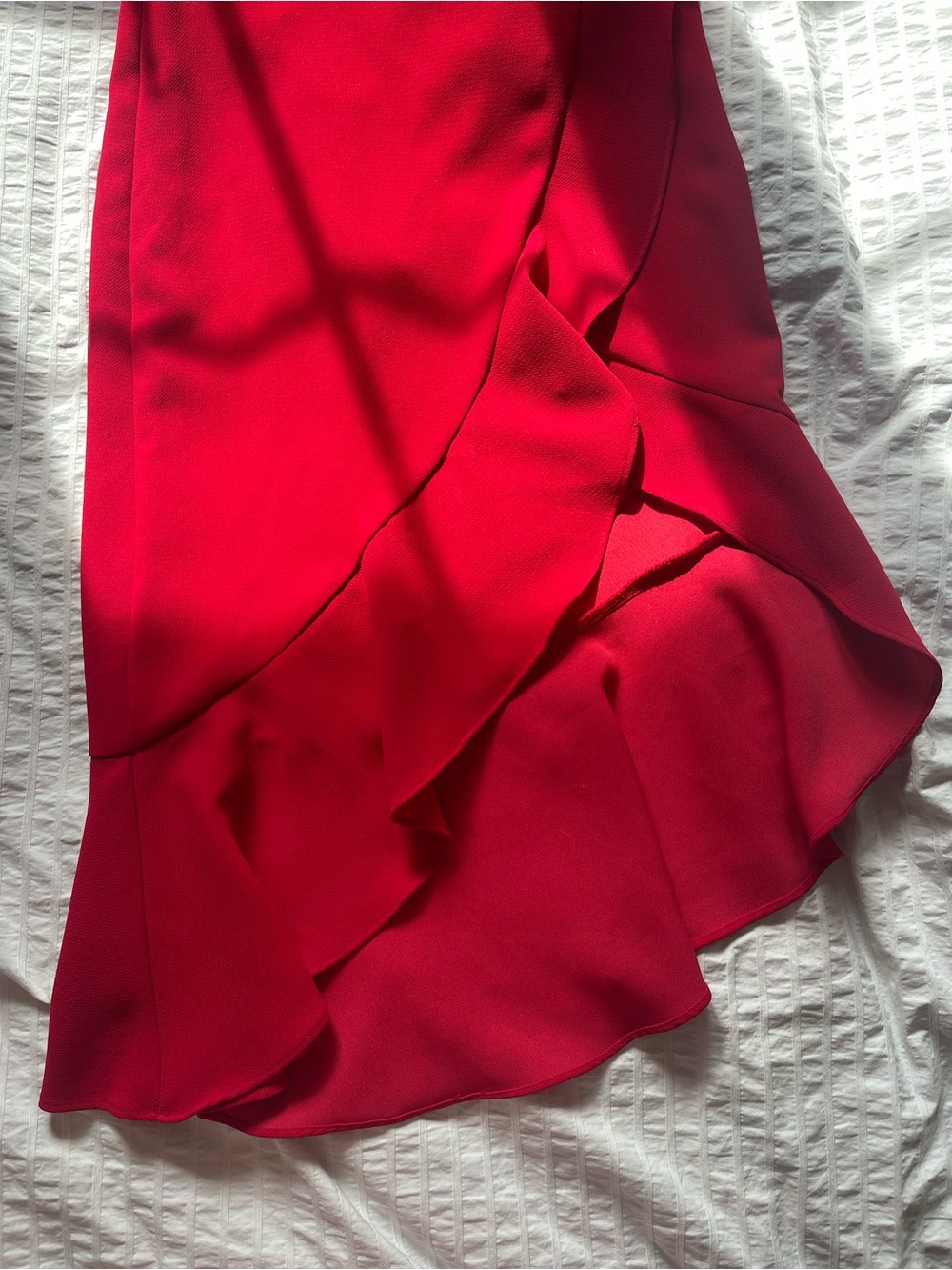 Xscape Asymmetrical Ruffle Dress (Red) - Picture 4 of 6